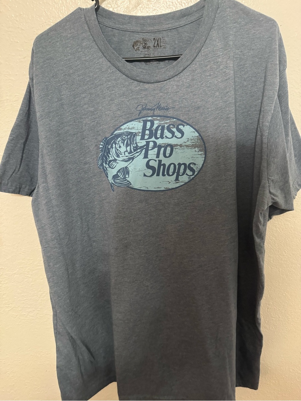 Bass Pro Shops T-Shirt Mens Size 2XL Gray Graphic Logo Short Sleeve Outdoor Tee